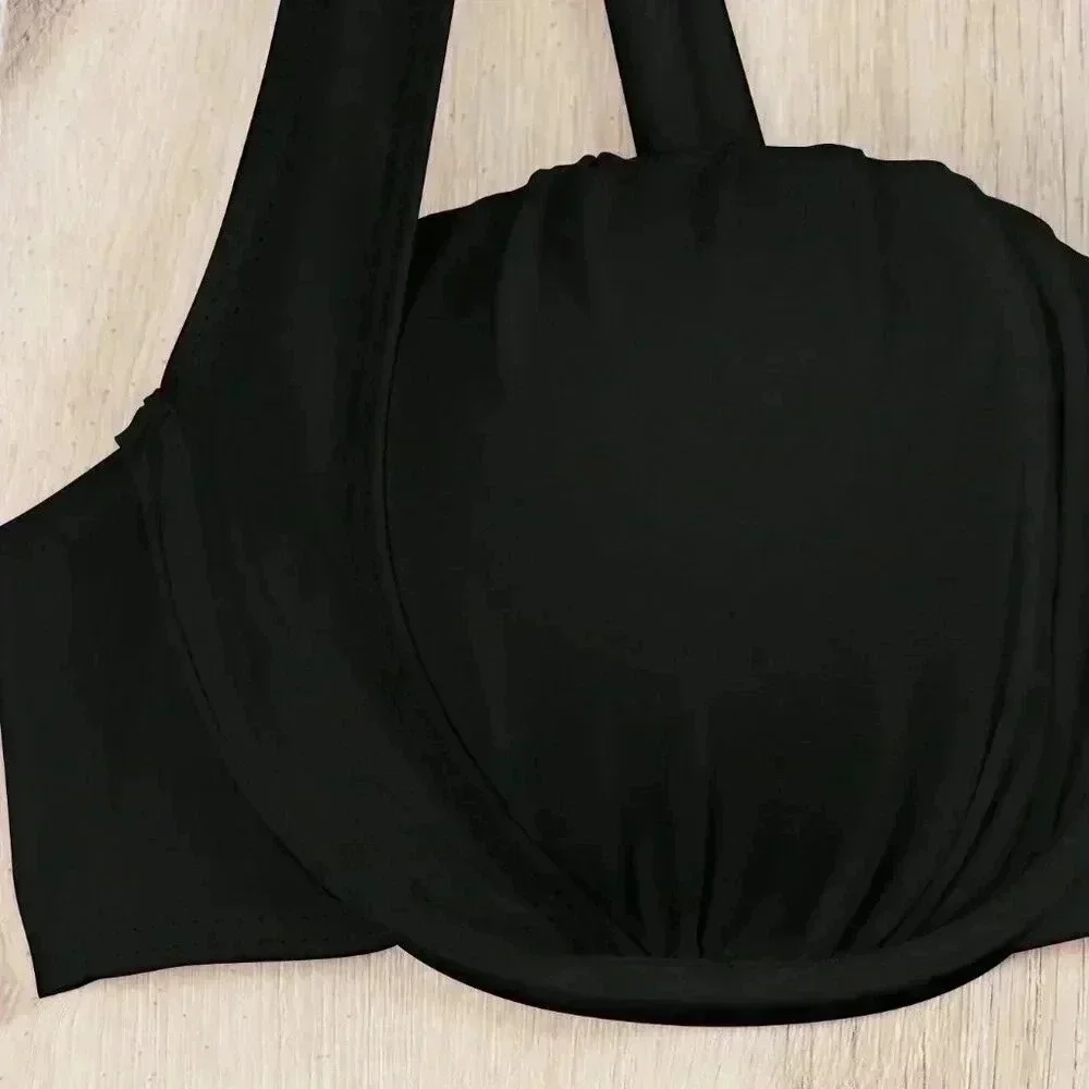 Black Women's Beach Pleated Bikini Set
